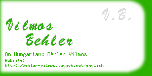 vilmos behler business card